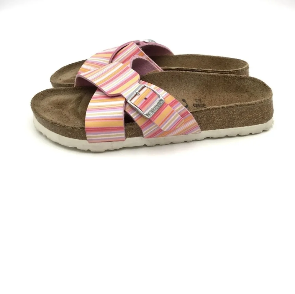 Birkenstock Women's Multicolor Striped Slip On Slide Sandals - Size US 5